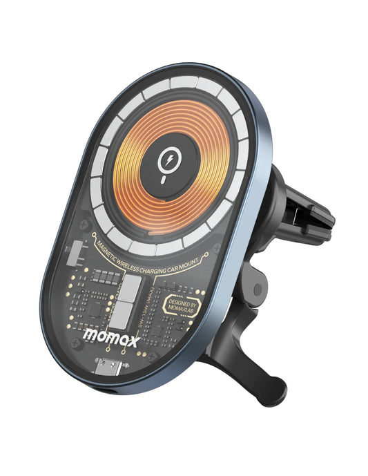 Momax Q.Mag Mount 3 15W Magnetic Wireless Charging Car Mount - حامل هاتف مغناطيسي للسيارة مع شحن لاسلكي سريع 15 واط