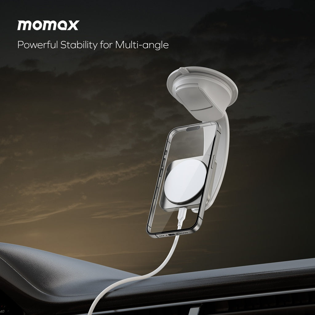 Momax Q2.Mag Mount Magnetic Wireless Car Charger with Qi2 - حامل شحن لاسلكي مغناطيسي للسيارة, موماكس كيو 2 ماج ماونت بتقنية Qi2