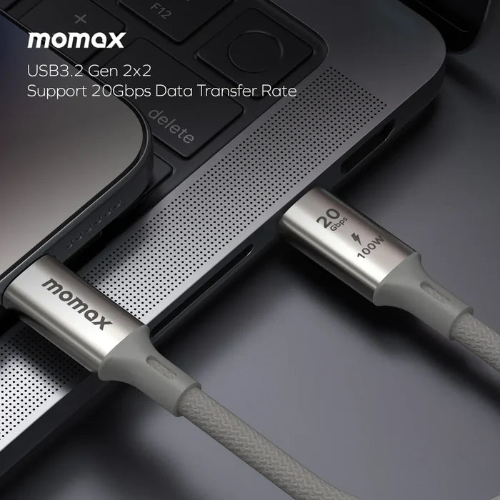 Momax Elite 100W USB‑C to USB‑C Braided Cable, 1 m - كيبل موماكس اليت, USB-C الى USB-C, بقوة 100 واط