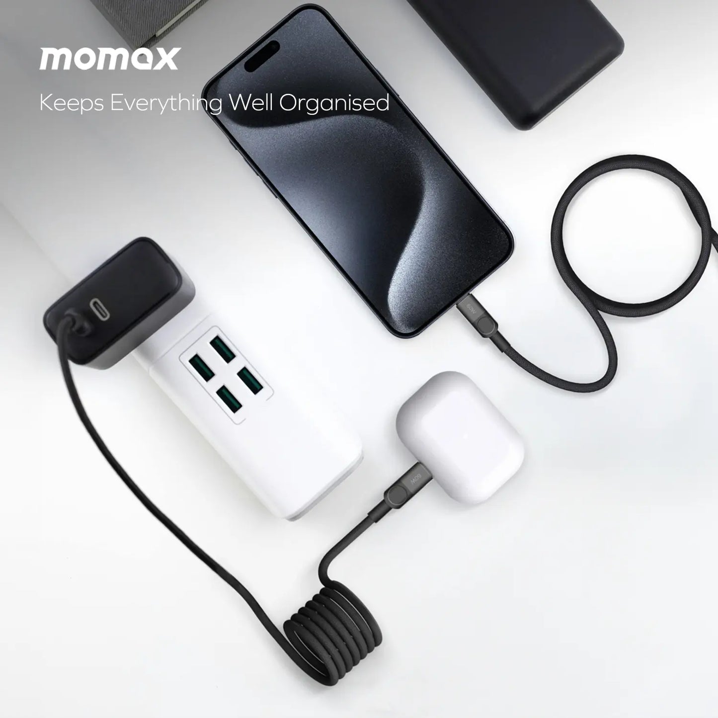 Momax Mag.Link 60W Magnetic USB‑C to USB‑C Cable, 1 m - كيبل موماكس ماج لنك المغناطيسي, USB-C الى USB-C, شحن 60 واط, طول 1م