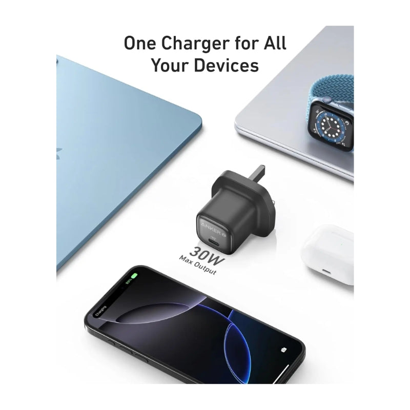 Anker Zolo Wall Charger 30W USB-C – Compact and Fast - شاحن حائط انكر زولو 30 وات بمنفذ تايب سي