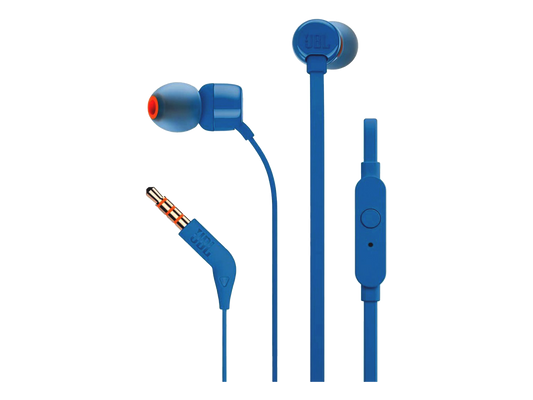 JBL T110 In-Ear Headphones with Pure Bass Sound & Mic – Wired 3.5mm | سماعات جي بي ال T110 داخل الاذن بصوت بيس نقي ومايكروفون - سلكية 3.5 ملم