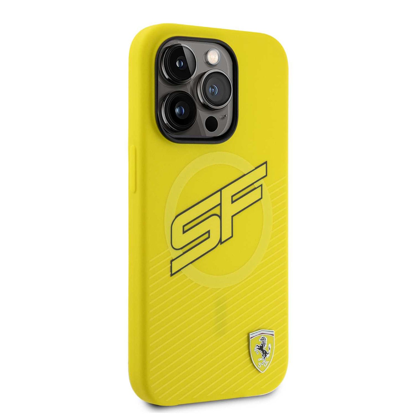 Ferrari Silicone Case with All Over SF Pattern for iPhone 15 Pro Max | كفر سيليكون فيراري لهاتف ايفون 15 برو ماكس