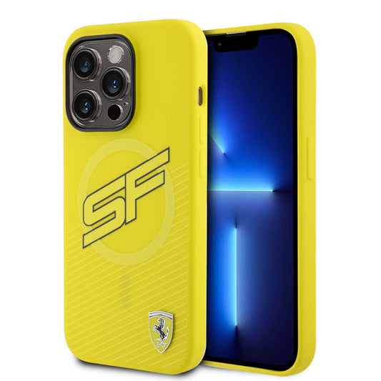 Ferrari Silicone Case with All Over SF Pattern for iPhone 15 Pro Max | كفر سيليكون فيراري لهاتف ايفون 15 برو ماكس