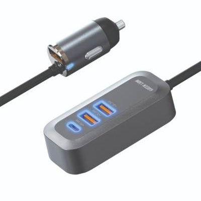 Green Lion Triple QC & PD 100W Car Charger - شاحن سيارة Green Lion بقوة 100 واط – 3 مخارج شحن سريع QC & PD