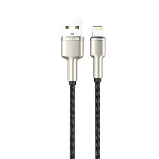 Green Lion USB-A to Lightning 1M Cable 18W Fast Charging - كابل Green Lion USB-A إلى لايتننغ مضفر بطول 1 متر – شحن سريع ومتين