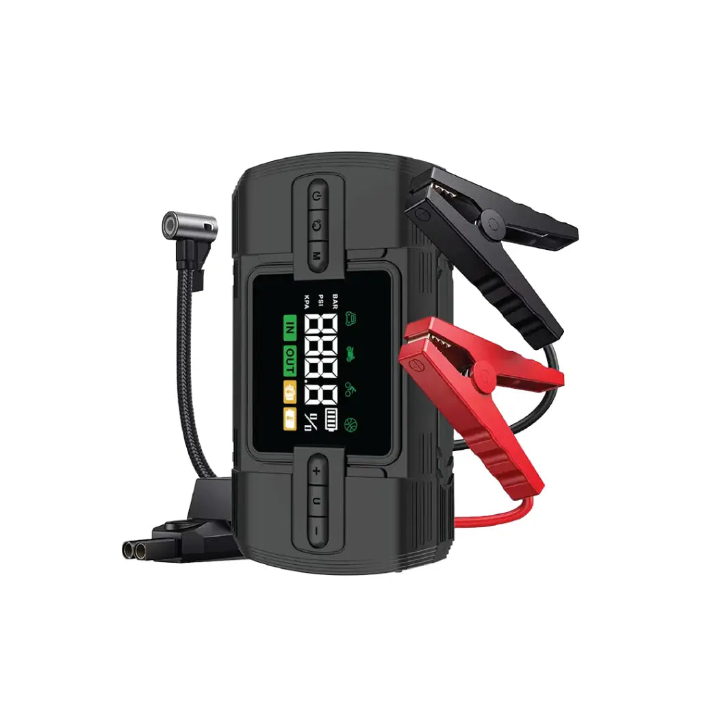 Green Lion 12V Jump Starter 12000mAh with Air Compressor – جهاز تشغيل السيارة Green Lion 12V مع بطارية 12000mAh وضاغط هواء
