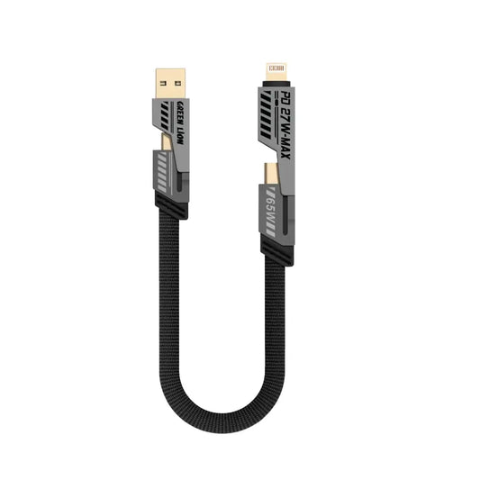 Green Lion 2 in 2 Braided Cable C to C+L & A to C+L 0.3m 65W – كيبل 2 في 2 من تايب سي الى تايب سي  ولايتننغ &ويو اس بي الى تايب سي ولايتننغ بقدرة 65واط وطول 0.3متر