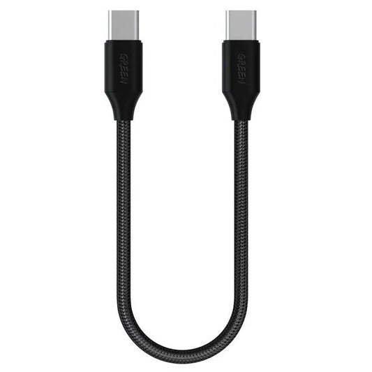 كيبل جرين لايون يو اس بي سي الى يو اس بي سي بطول 30 سم - اسود | Green Braided Type-C to Type-C Cable 30cm 2A - Black