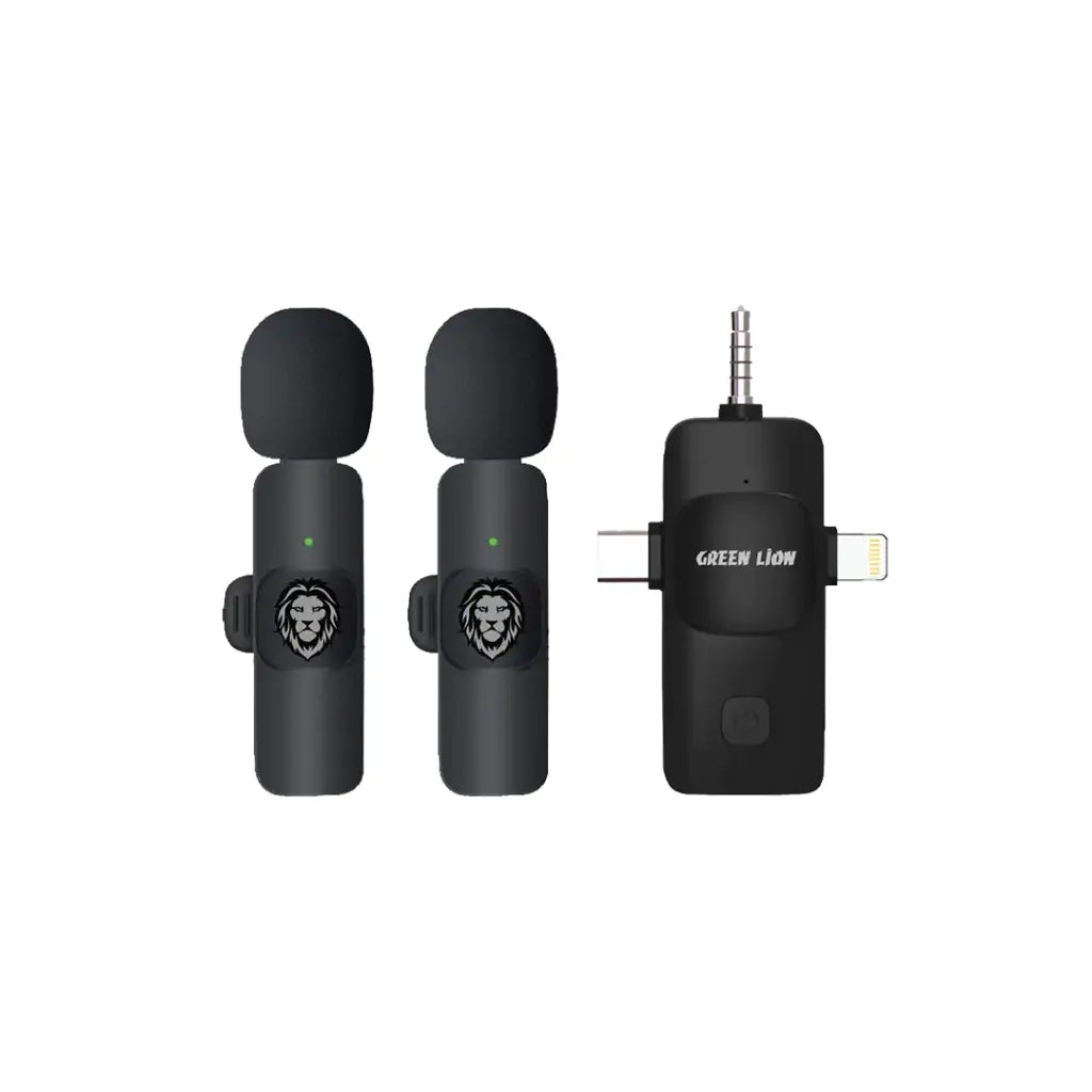 Green Lion 3 in  Microphone Type-C / Lightning / Aux - مايكروفون جرين ليون 3 في 1  تايب سي / لايتننغ / اوكس