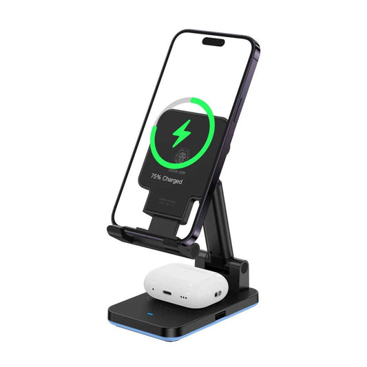 Green Lion 4 In 1 Magnetic Charger (15W Power Output) - شاحن جرين ليون اللاسلكي للهاتف والسماعات
