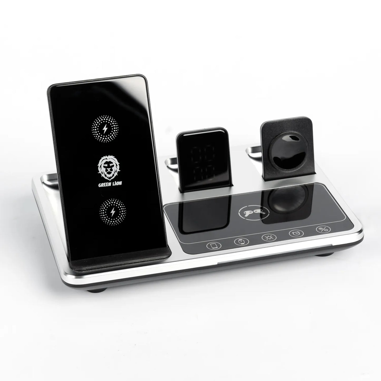 قاعدة الشحن اللاسلكية 4 في 1 من جرين لايون - رمادي | Green Lion 4 in 1 Wireless Charging Station – Gray