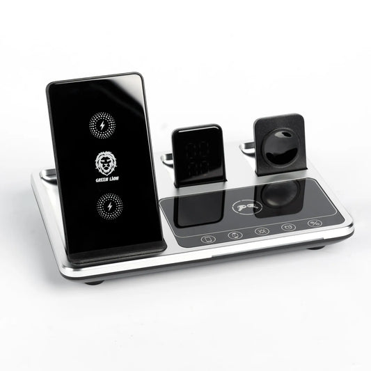قاعدة الشحن اللاسلكية 4 في 1 من جرين لايون - رمادي | Green Lion 4 in 1 Wireless Charging Station – Gray