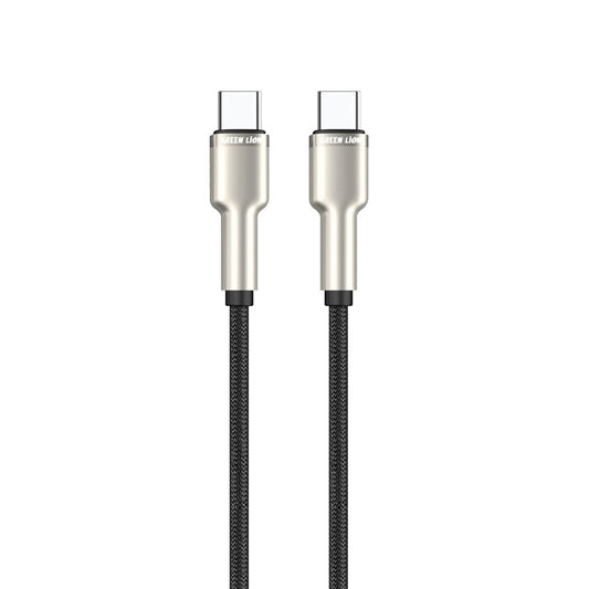 كيبل جرين لايون مضفر يو اس بي سي الى يو اس بي سي بقدرة شحن 60 واط وطول 1 متر - اسود | Green Lion USB-C to USB-C Braided Zinc Alloy Cable 60W 1M - Black