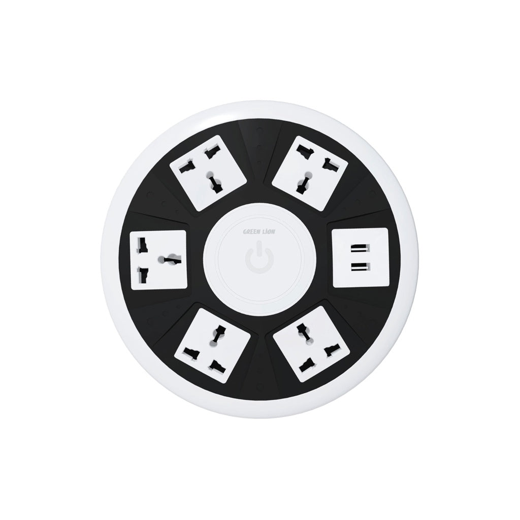 منفذ طاقة جرين لايون 7 في 1 مع 5 منافذ AC ومنفذي يو اس بي اي - ابيض | Green Lion 7 in 1 Power Socket 5AC Universal Outlet + 2USB - White
