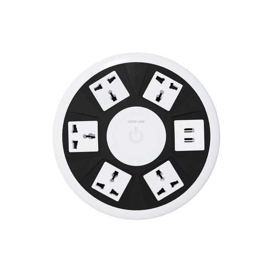منفذ طاقة جرين لايون 7 في 1 مع 5 منافذ AC ومنفذي يو اس بي اي - ابيض | Green Lion 7 in 1 Power Socket 5AC Universal Outlet + 2USB - White