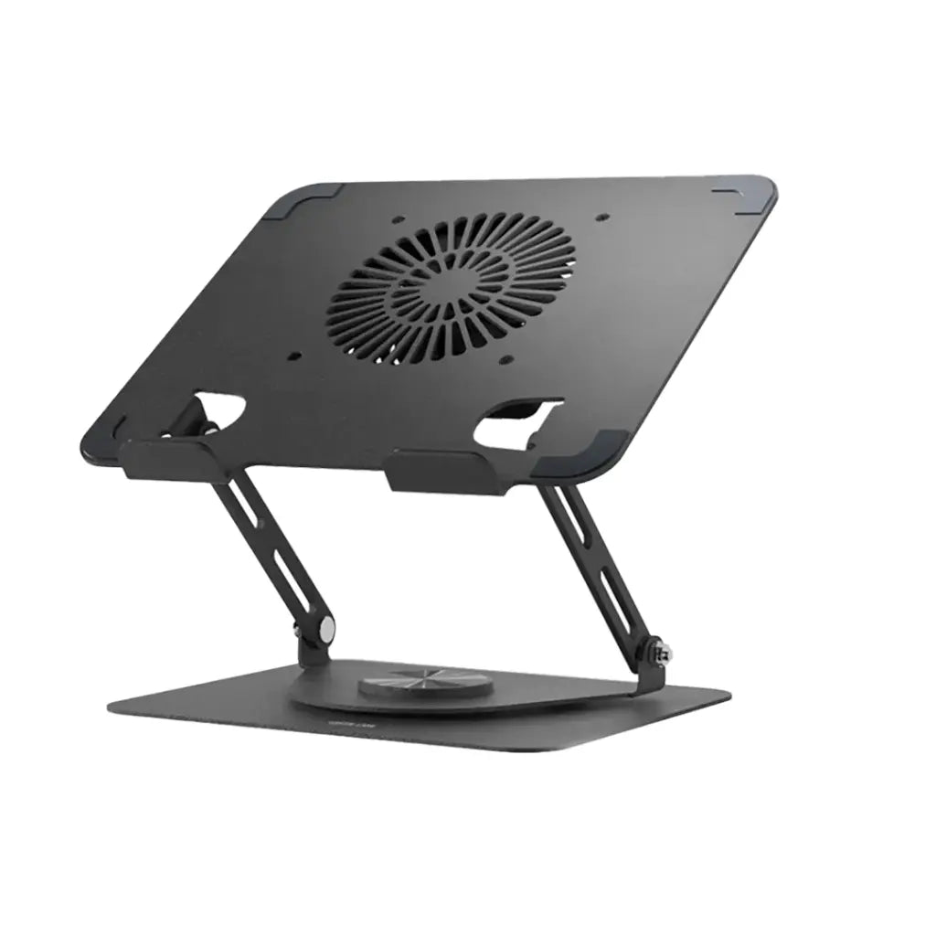 Green Lion Adjustable Laptop Stand with Cooling Fan - Black - جرين ليون حامل لابتوب قابل للتعديل مع مروحة تبريد – أسود