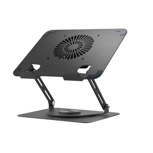 Green Lion Adjustable Laptop Stand with Cooling Fan - Black - جرين ليون حامل لابتوب قابل للتعديل مع مروحة تبريد – أسود