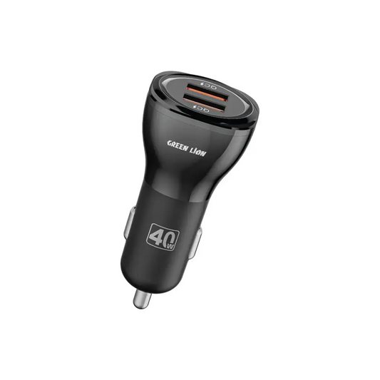 Green Lion Dual Port Car Charger 40W (with C to C / C to L Cable) - شاحن سيارة جرين ليون 40 واط مزدوج
