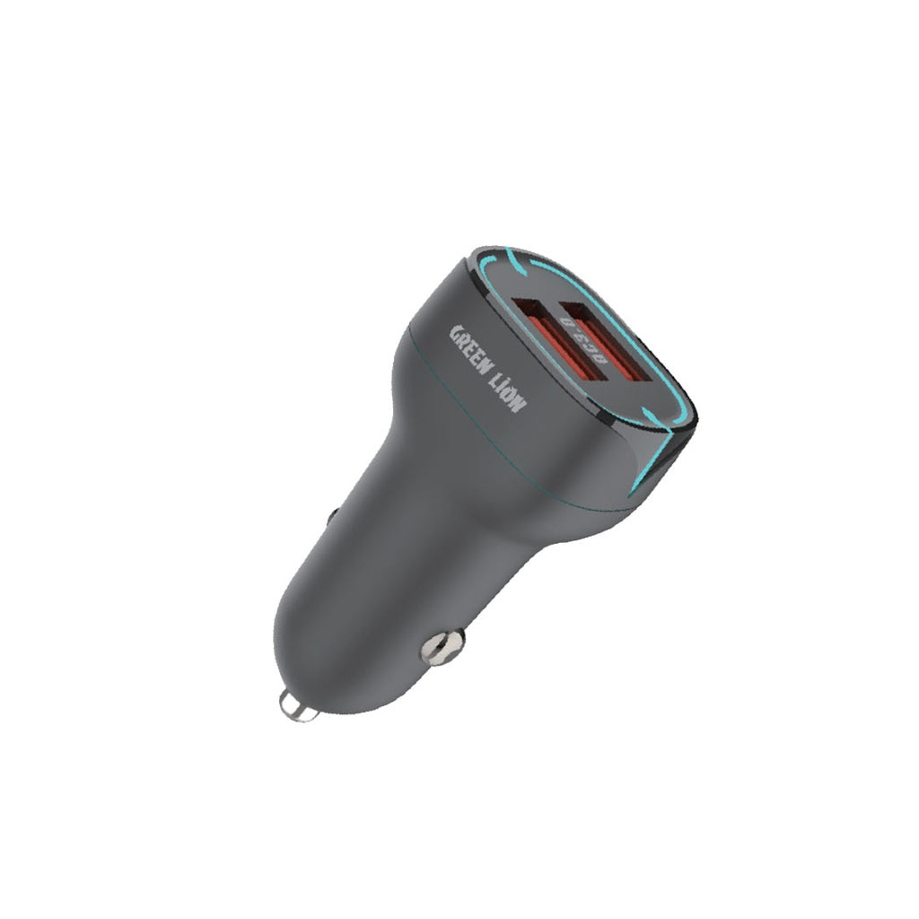 Green Lion Car Charger QC3.0 18W + QC3.0 18W -  شاحن السيارة جرين ليون مزدوج بمنفذ QC3.0