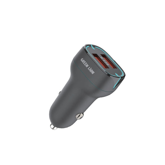 Green Lion Car Charger QC3.0 18W + QC3.0 18W -  شاحن السيارة جرين ليون مزدوج بمنفذ QC3.0
