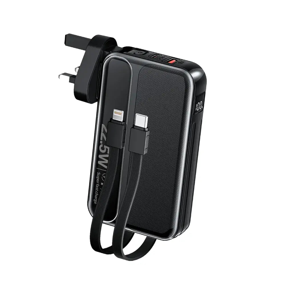 Green Lion Charge Mate Power Bank 10000 mAh PD 22.5W - Black - جرين ليون تشارج ميت باور بنك سعة 10000 مللي امبير- اسود