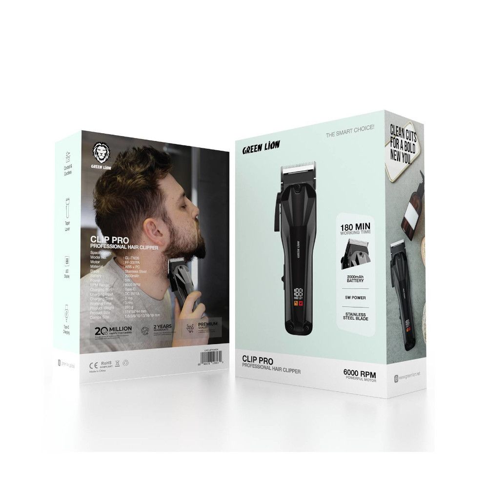 ماكينة الحلاقة الاحترافية جرين لايون كليب برو - اسود | Green Lion Clip Pro Professional Hair Clipper - Black
