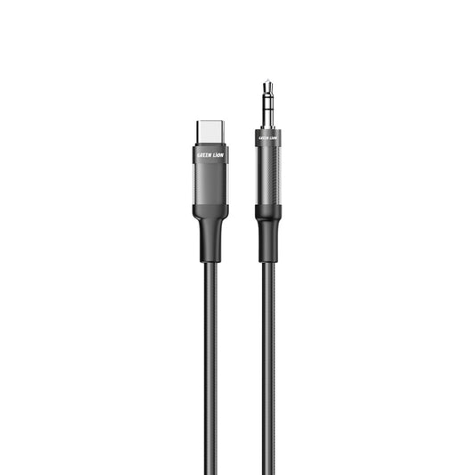 كيبل جرين لايون من يو اس بي سي الى AUX بطول 1 متر - اسود | Green Lion USB-C to AUX Braided Cable 1M - Black
