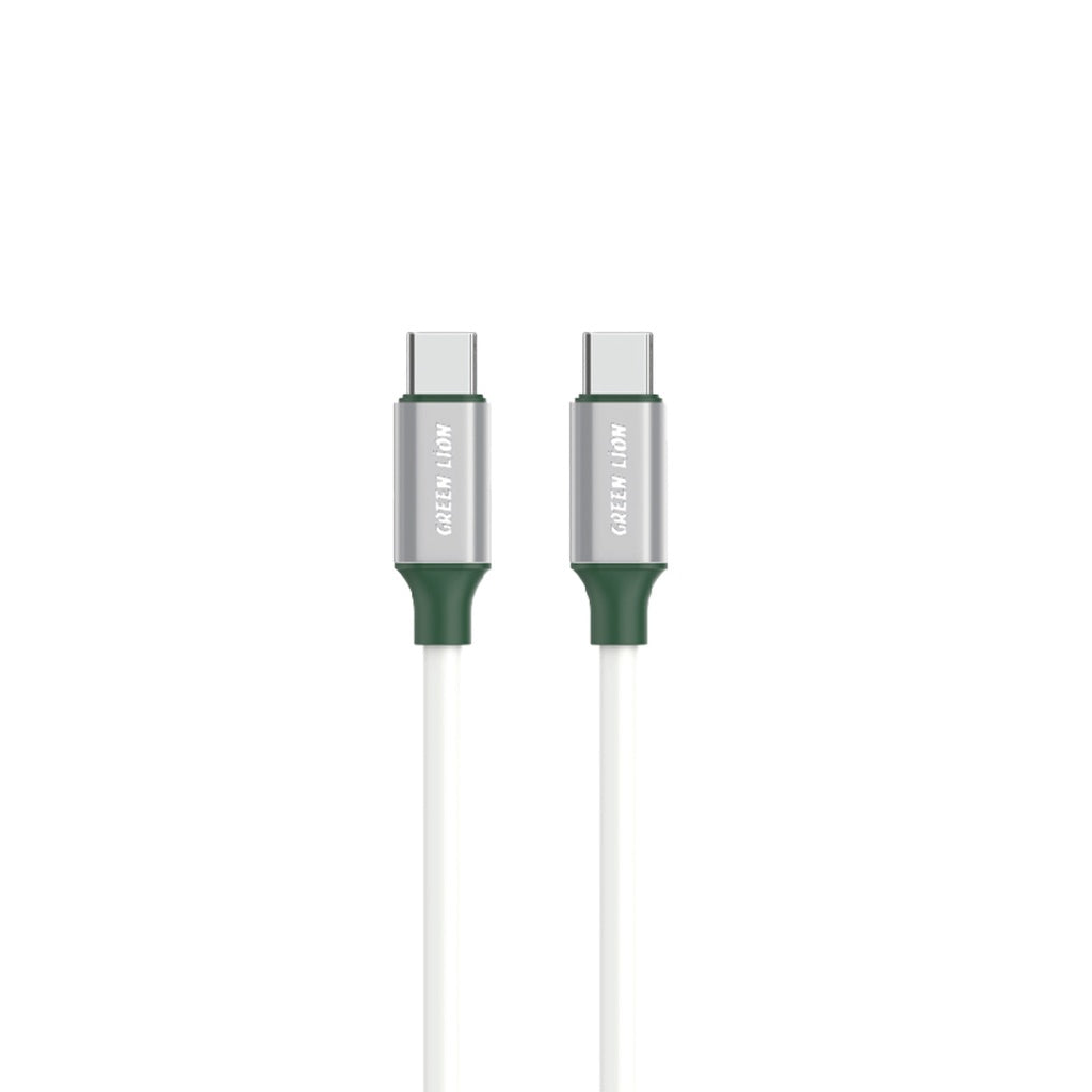 كيبل جرين لايون PVC يو اس بي سي الى يو اس بي سي بقدرة شحن 60 واط وطول 1 متر - ابيض | Green Lion PVC USB-C to Type-C Wide Cable 1M PD 60W - White