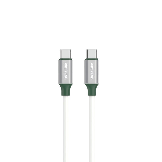 كيبل جرين لايون PVC يو اس بي سي الى يو اس بي سي بقدرة شحن 60 واط وطول 1 متر - ابيض | Green Lion PVC USB-C to Type-C Wide Cable 1M PD 60W - White