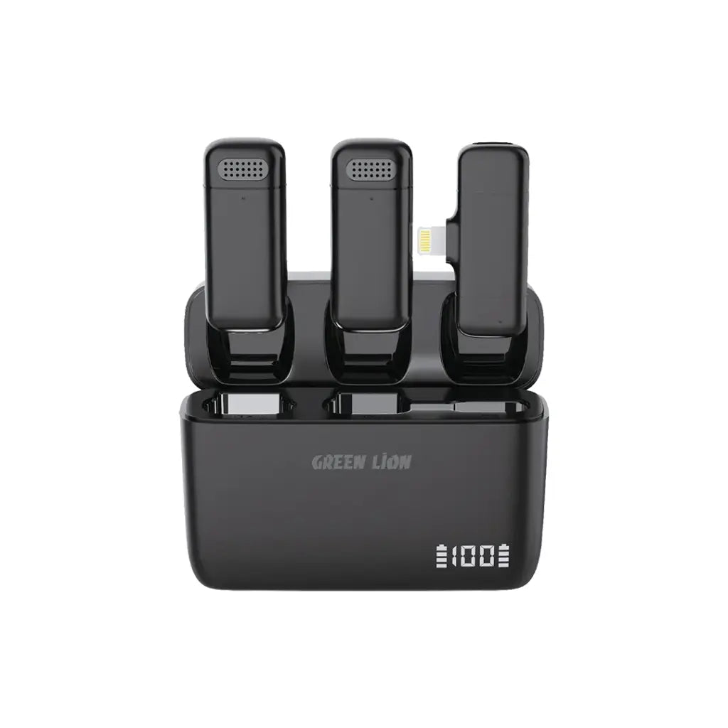 Green Lion Duo Cast Wireless Mic - Black - جرين ليون – ميكروفون دوو كاست اللاسلكي
