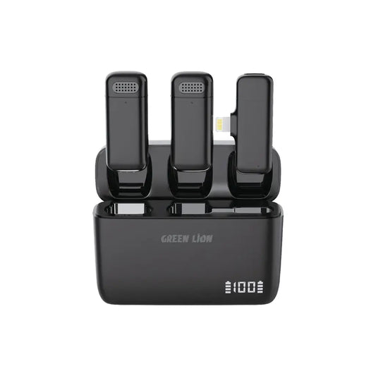 Green Lion Duo Cast Wireless Mic - Black - جرين ليون – ميكروفون دوو كاست اللاسلكي