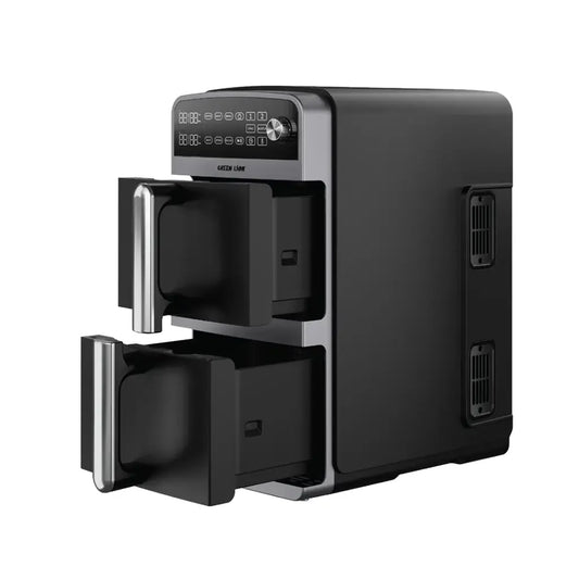 قلاية جرين لايون الهوائية المزدوجة بسعة 10 لتر - اسود | Green Lion Double Decker Air Fryer 10L - Black