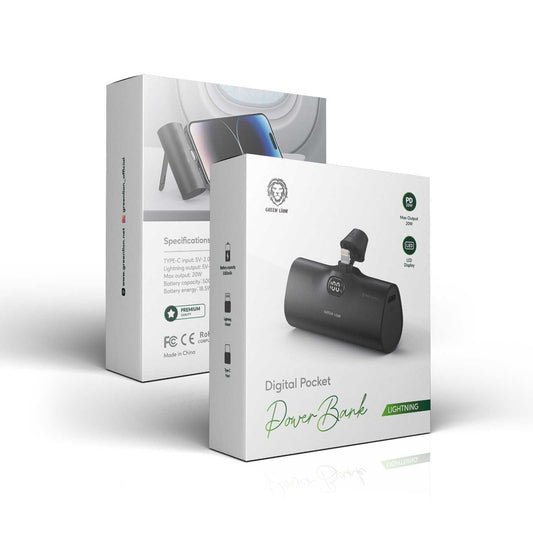 Green Lion Digital Pocket Power bank - باور بانك جرين ليون ديجيتال بوكيت –  5000 مللي امبير مع شاشة ليد