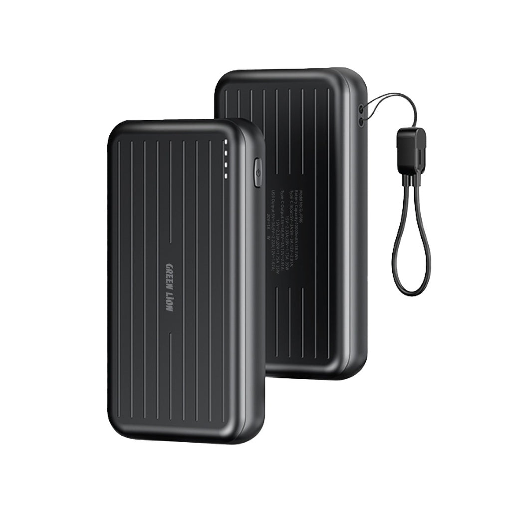 Green Lion Dynamo 10000mAh Powerbank - Black - باور بانك جرين ليون دينامو 10000 مللي امبير بي دي 35واط
