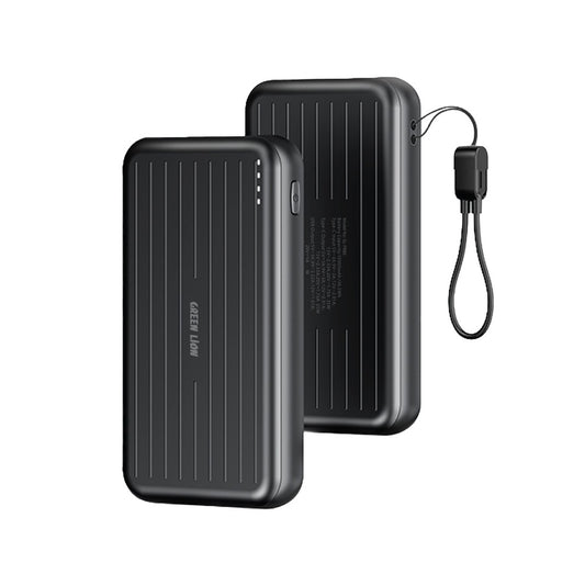 Green Lion Dynamo 10000mAh Powerbank - Black - باور بانك جرين ليون دينامو 10000 مللي امبير بي دي 35واط