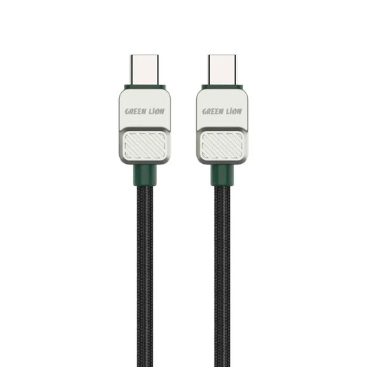 كيبل جرين لايون مضفر يو اس بي سي الى يو اس بي سي بقدرة 60 واط وطول 1 متر - اسود+اخضر | Green Lion USB-C to USB-C Electroplated Braided Cable 1m 60W - Black+Green