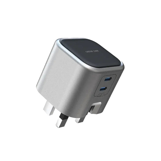 Green Lion GaN Adapter 45W 2 USB-C Ports - Grey - شاحن جرين ليون جان بقوة 45 واط مع منفذين تايب سي