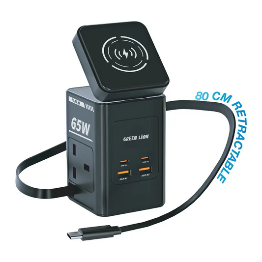 Green Lion GaN 65W Multi Port Travel Adapter - محول السفر متعدد المنافذ GaN 65W من جرين ليون