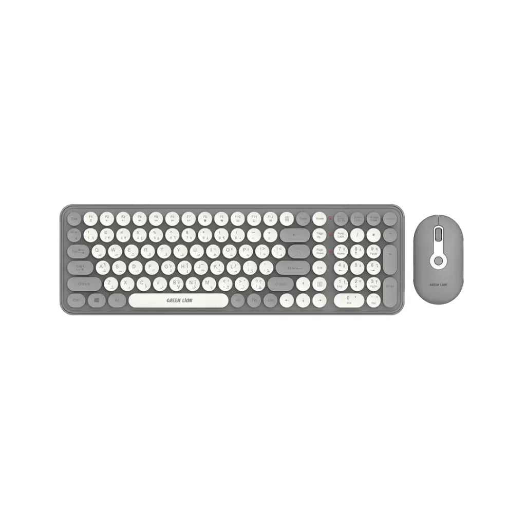طقم كيبورد وماوس لاسلكي جرين لايون GKM-300 - رمادي | Green Lion GKM-300 Wireless Keyboard + Mouse - Grey