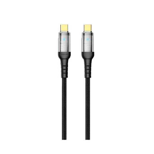 كيبل جرين لايون شفاف يو اس بي سي الى يو اس بي سي بقدرة شحن 60 واط واضائة LED, بطول 1 متر - اسود | Green Lion Transparent LED Cable 60W C to C - Black