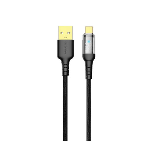 كيبل جرين لايون يو اس بي اي الى يو اس بي سي شفاف باضائة LED - اسود | Green Lion Transparent LED Cable USB to Type-C - Black