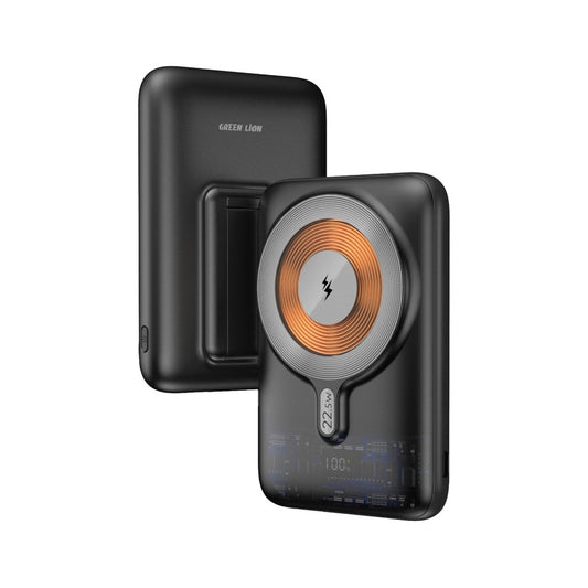 Green Lion Lucid Magsafe 10000mAh Power Bank - Black - جرين ليون لوسيد باور بانك 10000 مللي امبير مع ماج سيف
