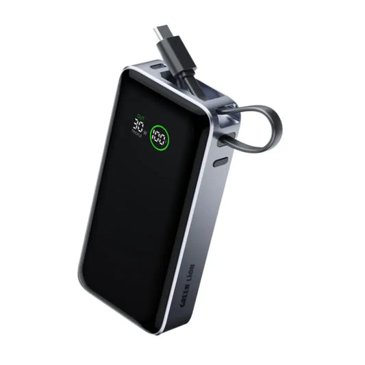 Green Lion Madrid 10 Power Bank 10000mAh PD 35W - Gray - باور بانك جرين ليون مدريد 10 بسعة 10000 مللي امبير وشحن سريع 35 واط - رمادي