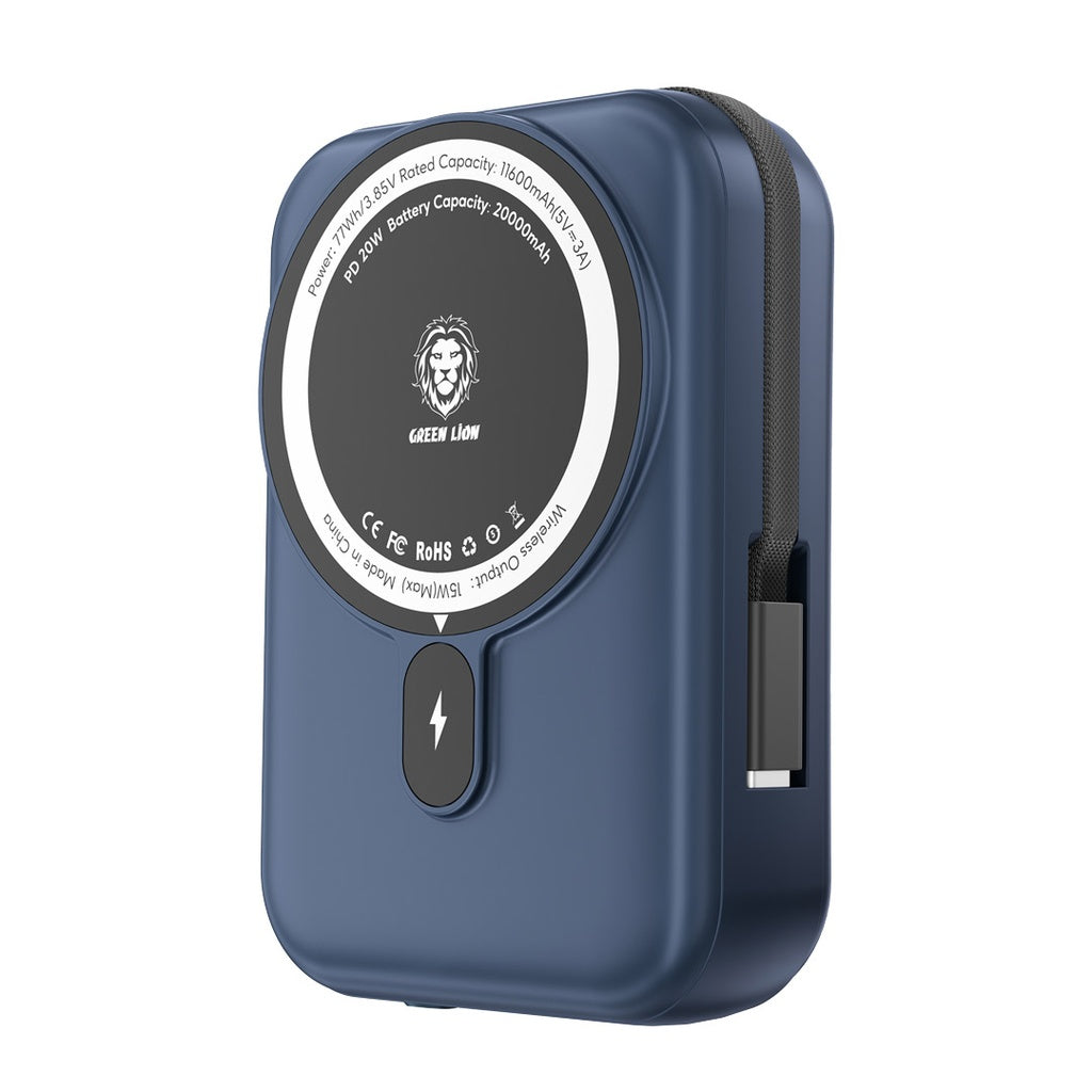 باور بانك جرين لايون موناكو ماج سيف بسعة 20,000 مللي امبير | Green Lion Monaco Magsafe 20000mah Power Bank