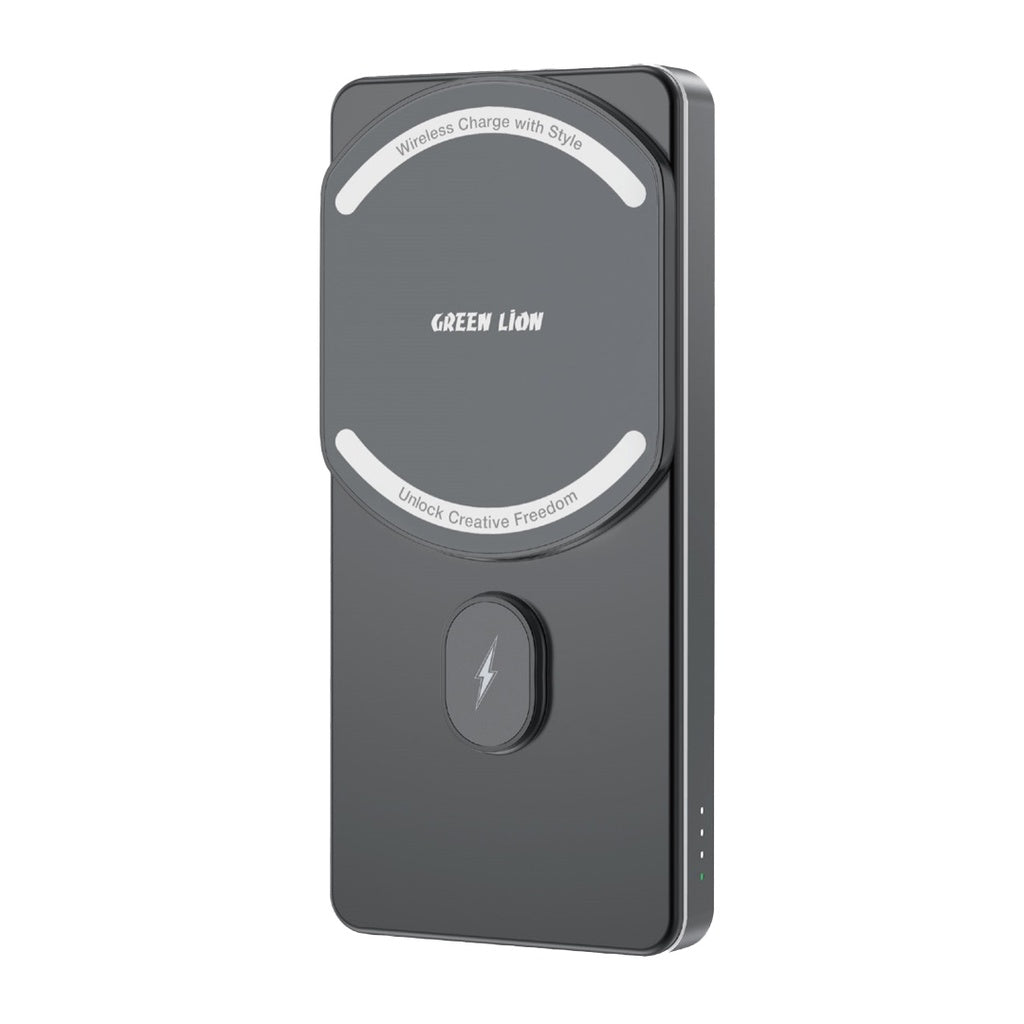 Green Lion Milton 5000mAh Powerbank - اور بانك جرين ليون ميلتون 5000 مللي امبير مع شحن لاسلكي 15 واط