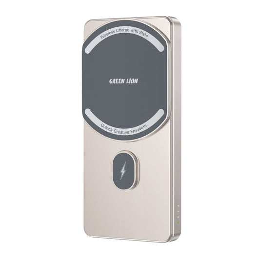 Green Lion Milton 5000mAh Powerbank - اور بانك جرين ليون ميلتون 5000 مللي امبير مع شحن لاسلكي 15 واط