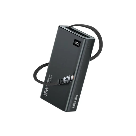 Green Lion Retractable 35W 20000mAh Power Bank - باور بانك جرين ليون القابل للسحب 35 واط 20000مللي امبير
