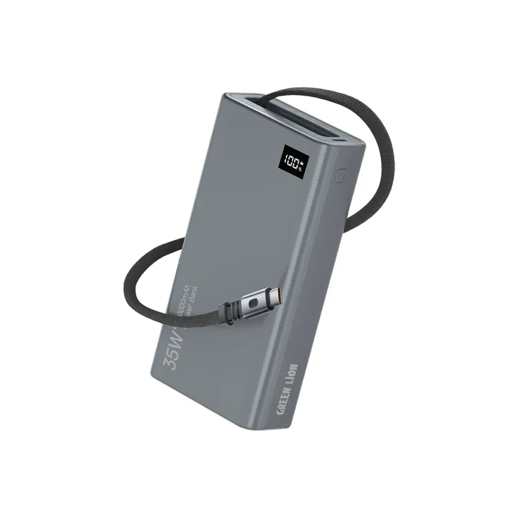 Green Lion Retractable 35W 20000mAh Power Bank - باور بانك جرين ليون القابل للسحب 35 واط 20000مللي امبير