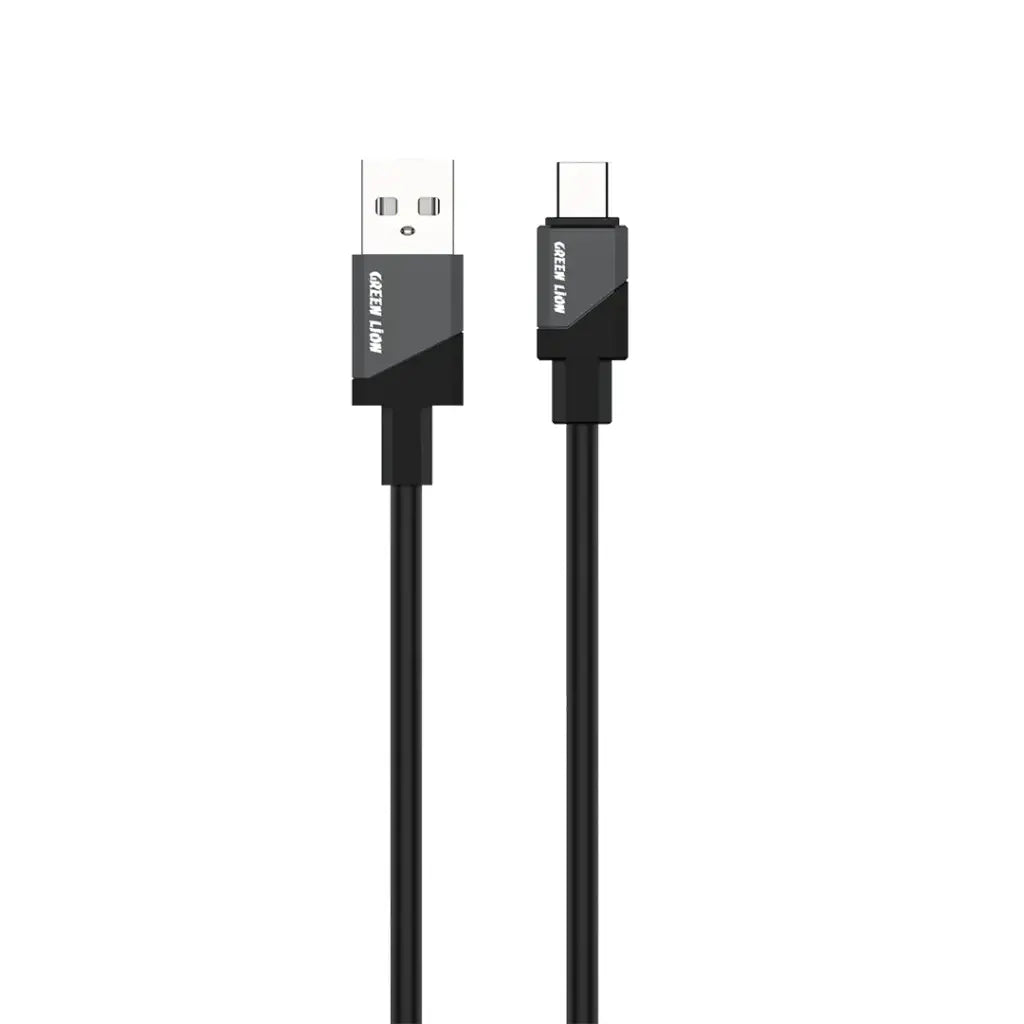 كيبل جرين لايون سيليكون يو اس بي اي الى يو اس بي سي بقدرة 15 واط وطول 1 متر - اسود | Green Lion USB-A to USB-C Silicone Cable 1m 15W - Black